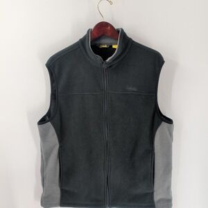 Cabela's  Soft Fleece Colorblock Classic Outdoor Full Zip Vest Gray Black L